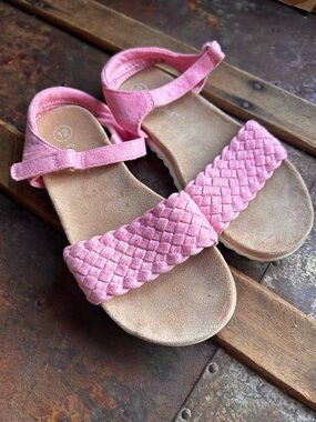 Girls Pink Braided Strap Sandals - Comfortable Everyday Wear